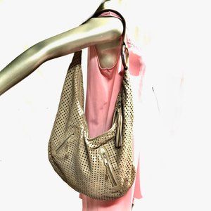 Brio! Vintage 80’s Over Sized Perforated Leather Slouchy Shoulder Bag